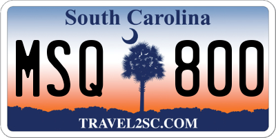 SC license plate MSQ800