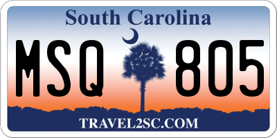 SC license plate MSQ805