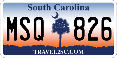 SC license plate MSQ826