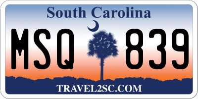 SC license plate MSQ839
