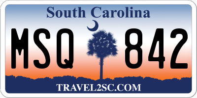 SC license plate MSQ842