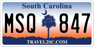 SC license plate MSQ847