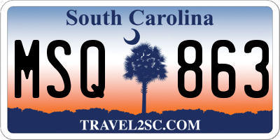 SC license plate MSQ863