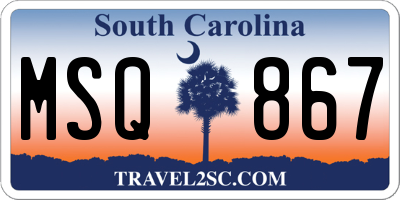 SC license plate MSQ867