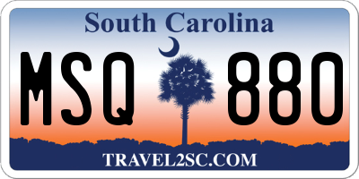 SC license plate MSQ880