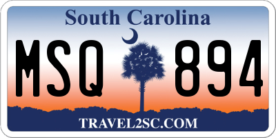 SC license plate MSQ894