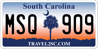 SC license plate MSQ909