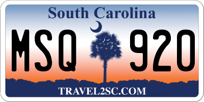 SC license plate MSQ920