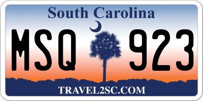 SC license plate MSQ923