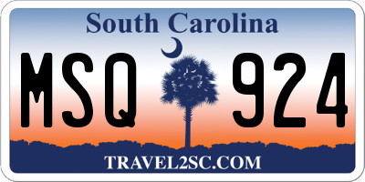 SC license plate MSQ924