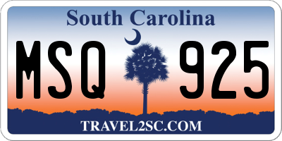 SC license plate MSQ925