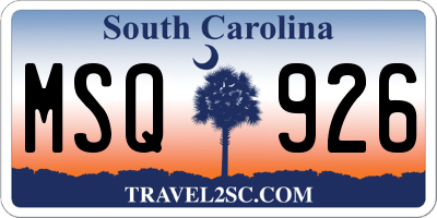 SC license plate MSQ926