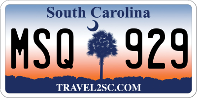SC license plate MSQ929