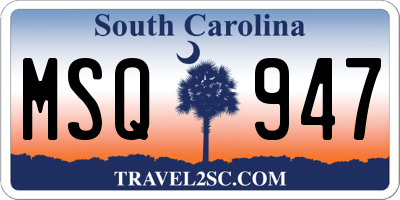SC license plate MSQ947