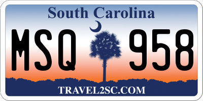 SC license plate MSQ958