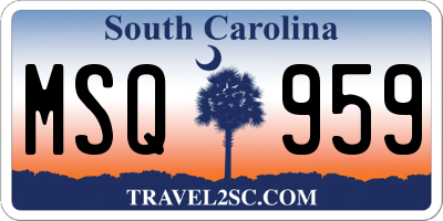 SC license plate MSQ959