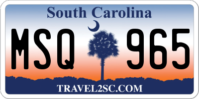 SC license plate MSQ965
