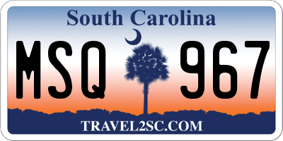 SC license plate MSQ967