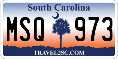 SC license plate MSQ973