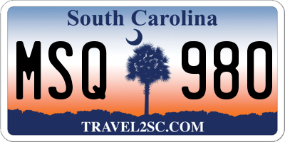 SC license plate MSQ980