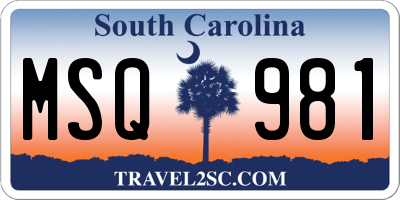 SC license plate MSQ981