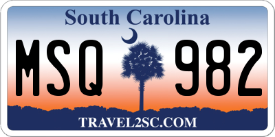 SC license plate MSQ982
