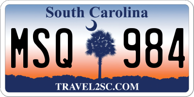 SC license plate MSQ984