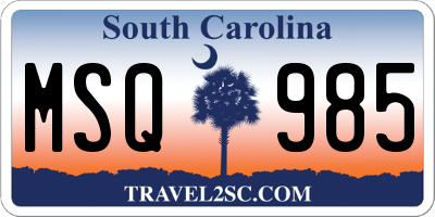 SC license plate MSQ985