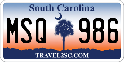 SC license plate MSQ986