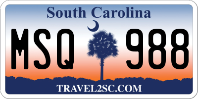 SC license plate MSQ988