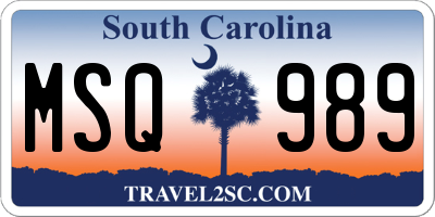 SC license plate MSQ989