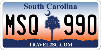 SC license plate MSQ990