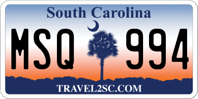 SC license plate MSQ994