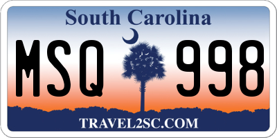 SC license plate MSQ998