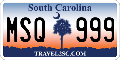 SC license plate MSQ999