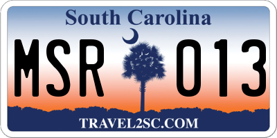 SC license plate MSR013