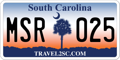 SC license plate MSR025