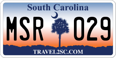 SC license plate MSR029