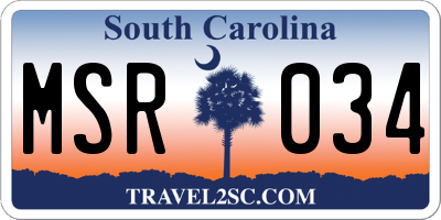 SC license plate MSR034