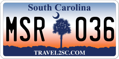 SC license plate MSR036