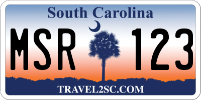 SC license plate MSR123