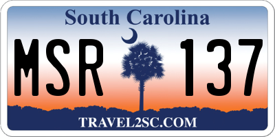 SC license plate MSR137