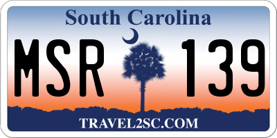 SC license plate MSR139