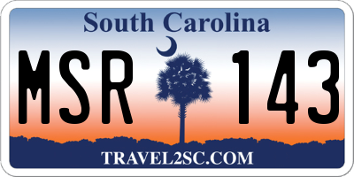SC license plate MSR143