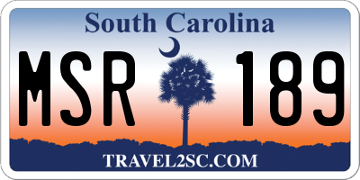 SC license plate MSR189