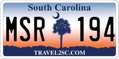 SC license plate MSR194