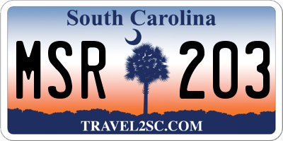 SC license plate MSR203