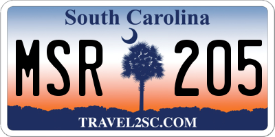 SC license plate MSR205