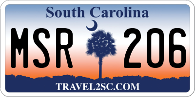 SC license plate MSR206