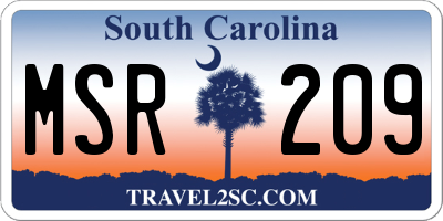 SC license plate MSR209